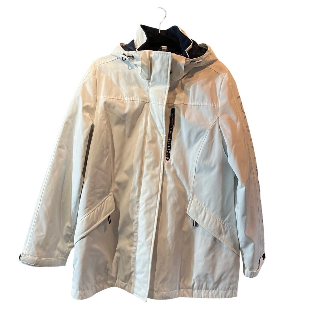 Tommy‎ Hilfiger Womens White All Weather System Hooded Jacket Large